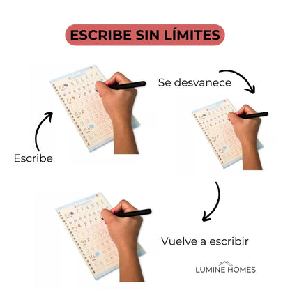 SUPER KIT 4 LIBROS DE CALIGRAFÍA REUTILIZABLES + TINTA MÁGICA + ENVÍO GRATIS